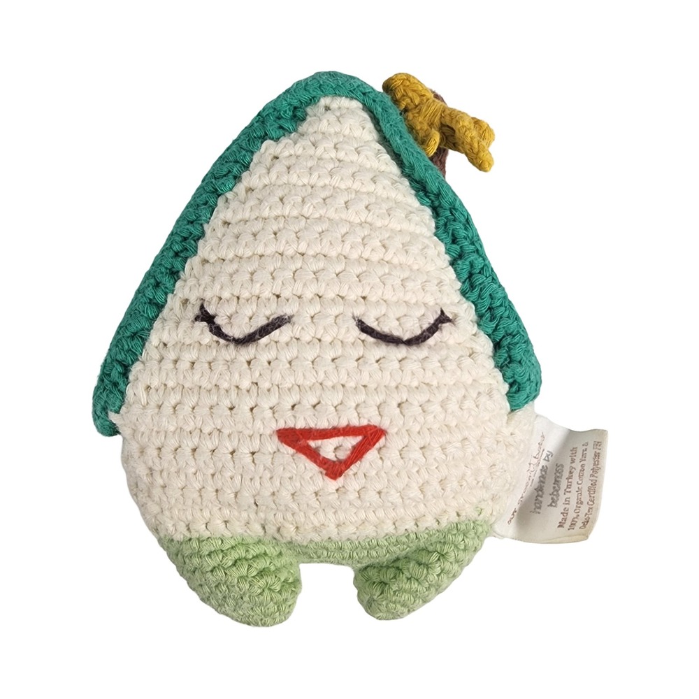 Our Green House Bebemoss Organic Cotton Crochet Fruit Rattle Toy Green Cream